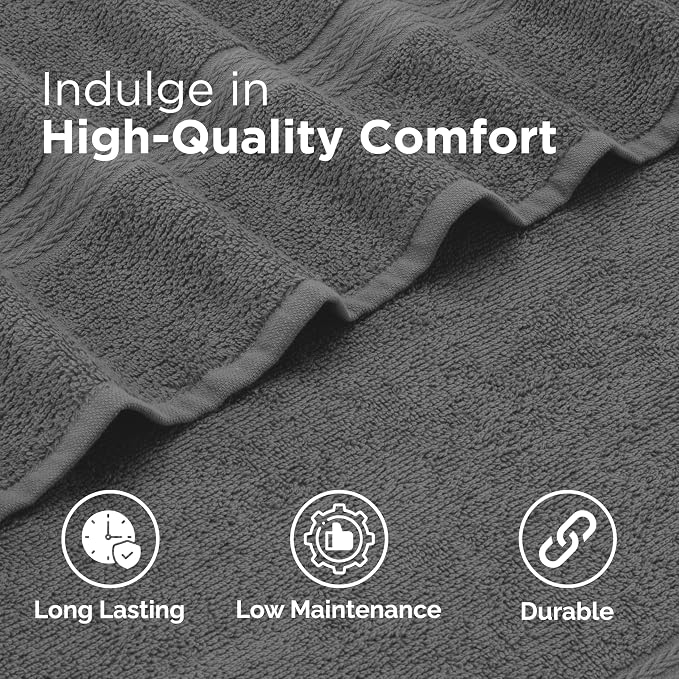 Martex Easy Living Everyday 6-Piece Bathroom Towel Set, Charcoal | 2 Bath Towels, 2 Hand Towels, 2 Wash Cloths, 100% Cotton, Soft, Quick-Dry