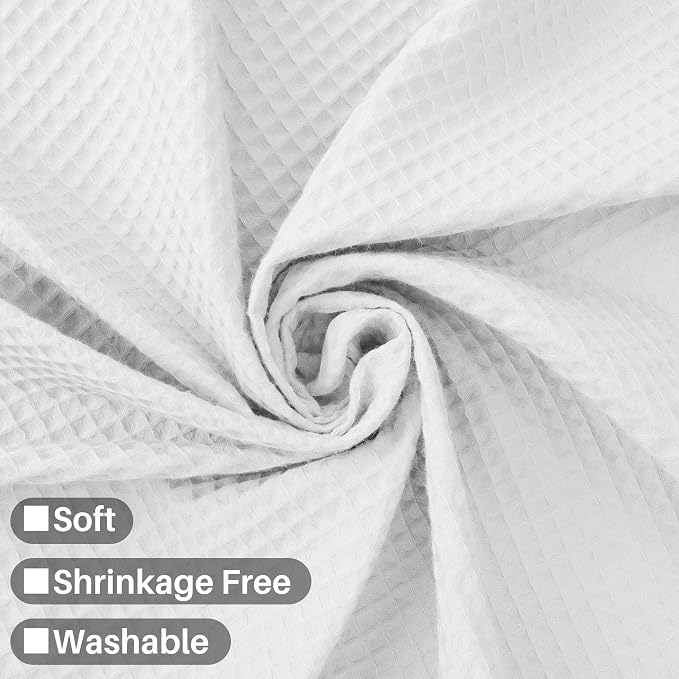Barossa Design Waffle Weave Extra Wide Shower Curtain White, 108x72 | Heavy Weight Fabric, Cotton Blend, Hotel Luxury Spa, Machine Washable, 108W x 72H for Bathroom