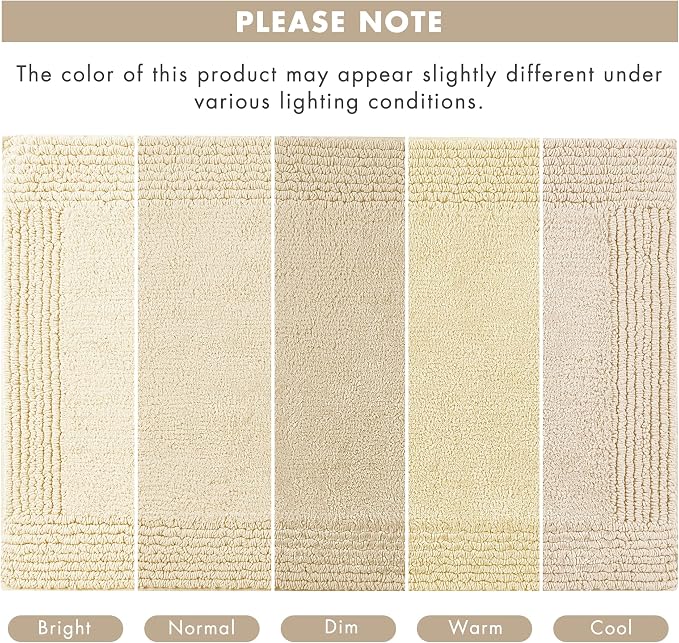 Madison Park Splendor Reversible 100% Cotton Bath Rug, 24 x 36, Natural | Tufted Bathroom Mat, 3000 GSM, Hotel Quality, Luxurious Plush, Medium Pile, Absorbent, Quick Dry, OEKO-TEX, Shower Room Décor