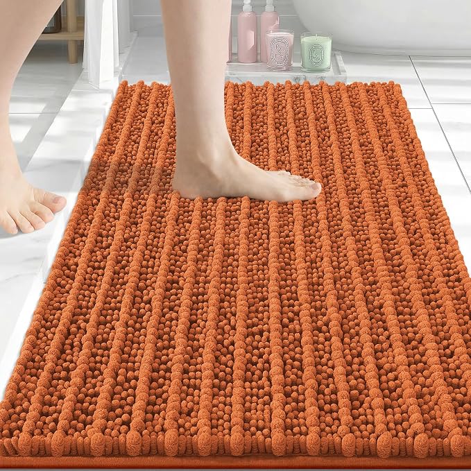 Arotive Bathroom Rugs Mat 34x21, Soft Absorbent Chenille Shaggy Bath Mat | Clay, Machine Wash Dry, Bath Rugs for Bathroom Floor, Tub and Shower, Home Decor Accessories