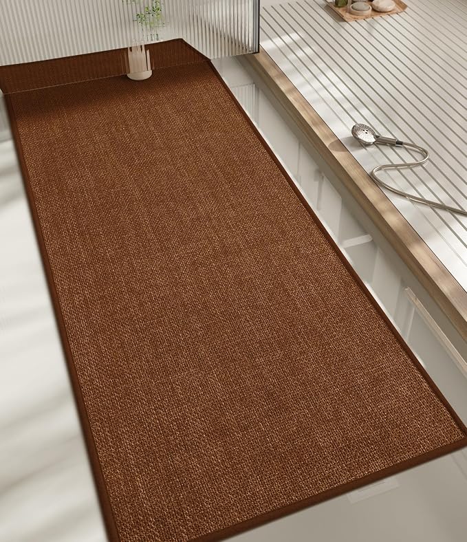 Bathroom Rugs Mat 59x17, Ultra Thin Bath Rug Non Slip Runner Quick Dry Absorbent Bath Mat for Bathroom, (Rust, 59"x17")
