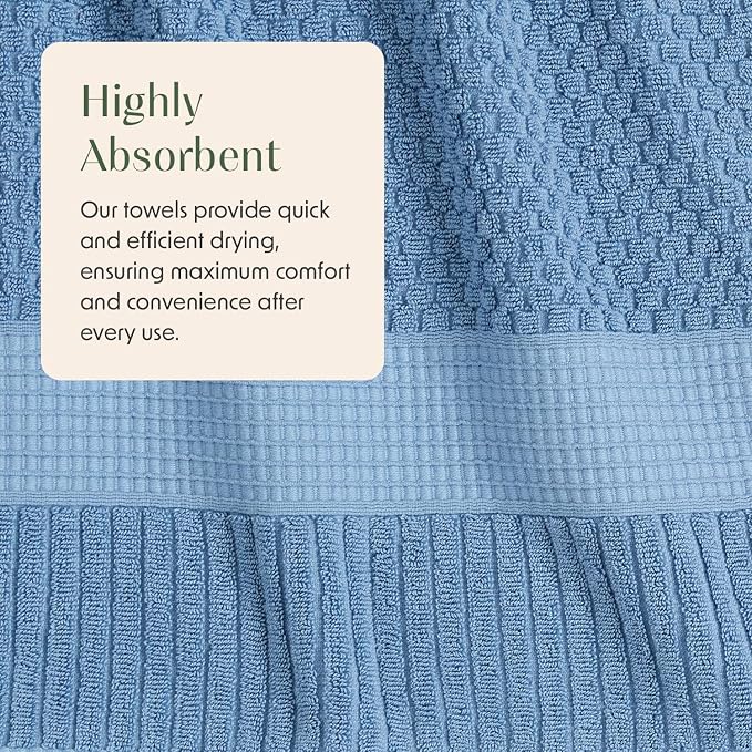 4 Pack 100% Cotton Bath Towels | Blue Towels | Oeko‑TEX Standard 100 | Soft & Absorbent, Quick‑Dry | Trinity Collection - Blue Shadow