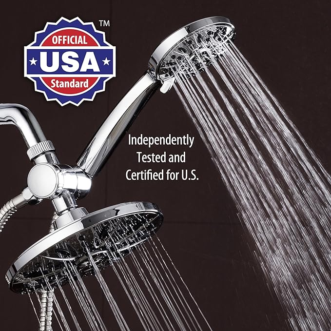 AquaDance 7" Premium High Pressure 3-way Rain & Handheld Shower Head Combo | Enjoy Luxury 7-inch Showerhead & 6-mode Hand Shower Separately or Together! Premium Stainless Steel Hose - Chrome