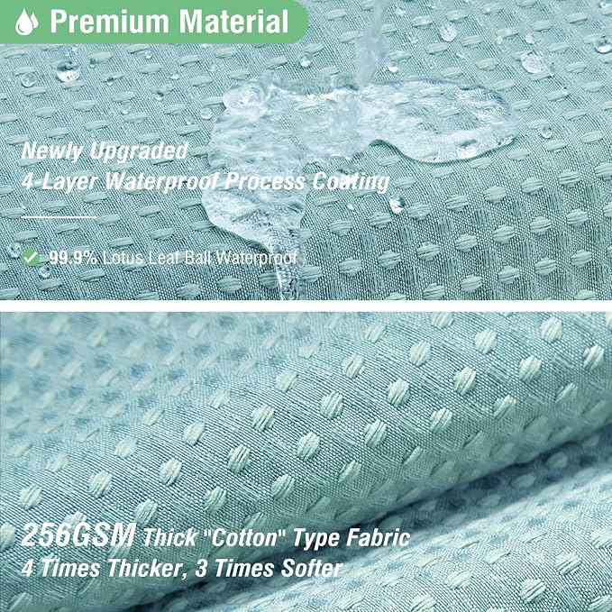 Stall Waffle Shower Curtain 256 GSM Heavy 54"x78" Teal/Turquoise | 54 x 78 Inch Long, Thick Polyester Cloth, Weighted Hem, Water Repellent, Washable, Hotel Bathroom Shower Curtain Set 10 Hooks