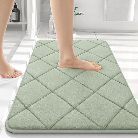 OLANLY Memory Foam Bath Mat 36x24, Ultra Soft and Absorbent Bathroom Rugs | Sage Green, Quick Dry, Machine Washable Shower Bath Rugs, Comfortable Bath Carpet for Bathroom Floor, Tub and Shower