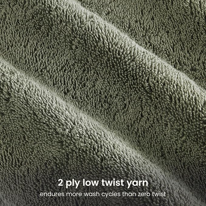 100% Organic Cotton 700 GSM Plush Premium Washcloths 13" x 13" GOTS Certified, Face Towels Perfect for Home & Bathroom - Sage, Pack of 12