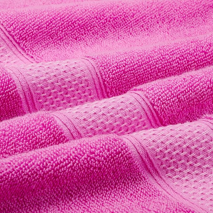 Cotton Bath Towels Set, 2-Piece Set(27x55 Inches) Super Absorbent Quick Drying, Soft,Suitable for Bathroom, spas, Gyms,Gift(Rose Pink,Sky Blue)