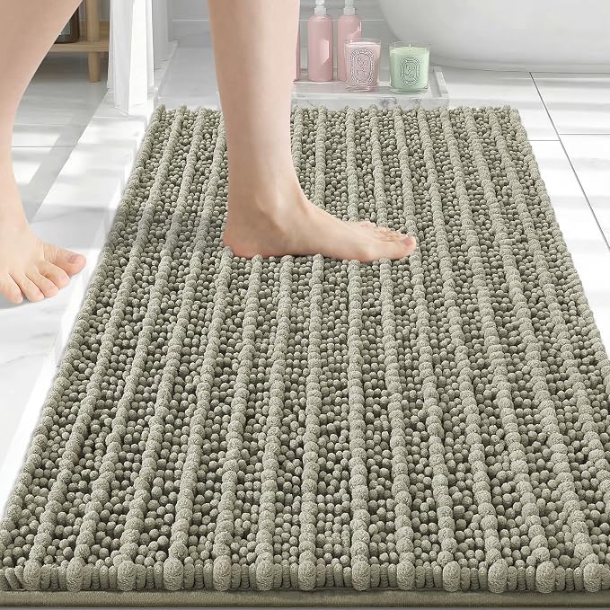 Arotive Bathroom Rugs Mat 30x20, Soft Absorbent Chenille Shaggy Bath Mat | Warm Taupe, Machine Wash Dry, Bath Rugs for Bathroom Floor, Tub and Shower, Home Decor Accessories