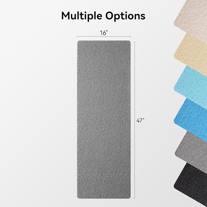 Soft Textured Bath, Shower, Tub Mat, 47x16 Inch, Phthalate Free, Non Slip Comfort Bathtub Mats with Drain, PVC Loofah Bathroom Mats for Wet Areas, Quick Drying