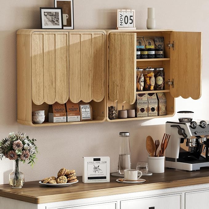 Bathroom Wall Mounted Storage Cabinet, Medicine Cabinet with Adjustable Shelf, Over The Toilet Storage Cabinet for Bathroom, Laundry Room, Kitchen, Living Room (Natural)