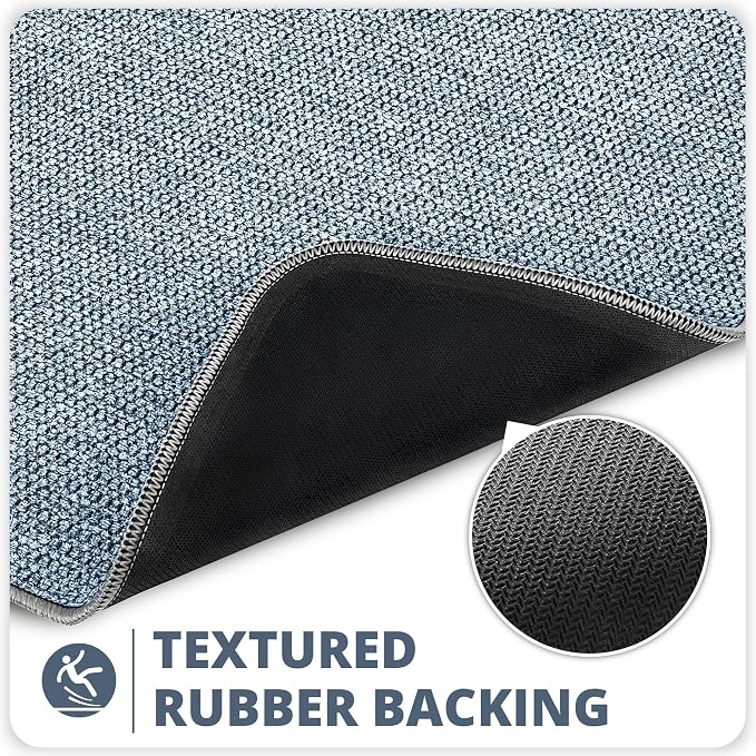 Bosap Toilet Rugs U Shaped Bathroom Rug,Machine Washable Non Slip Quick Dry Super Absorbent Ultra Thin Toilet Mats for Bathroom Toilet.Blue,1'8"x2'(20x24inch)