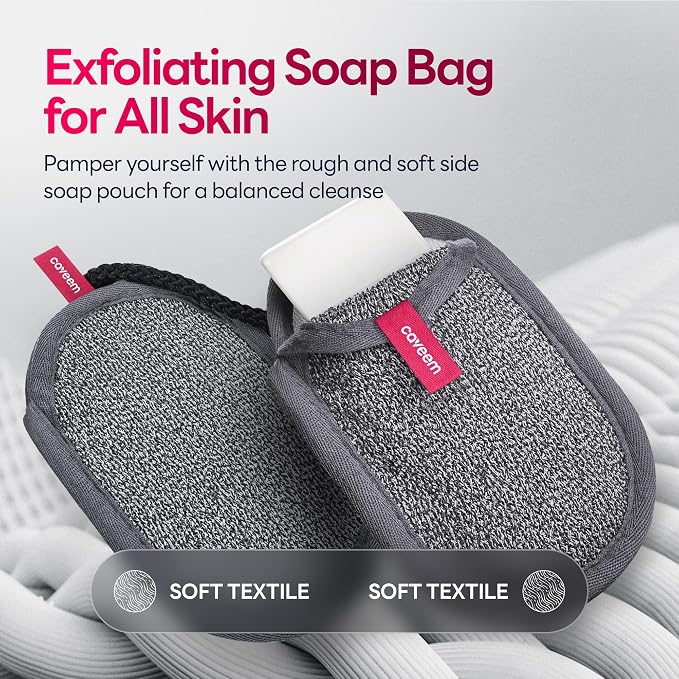 2 Pack Dual-Sided Softness Exfoliation Soap Pouch, Soap Saver Bag for Bar Soap, Soap Mesh Pocket Bar Holder for Washing Body, Soap Sack Sponge Bag for Shower Bath
