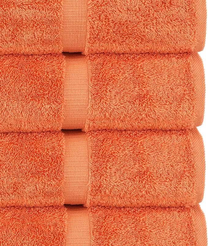 Chakir Turkish Linens 6 Piece Towels Set, 100% Cotton Luxury Turkish Towels for Bathroom, Soft Absorbent Bath Towel Set with 2 Bath Towels 2 Hand Towels 2 Washcloths, Coral