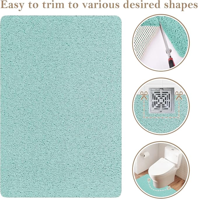 SoftDuo Shower Mat Bathtub Mat Non-Slip Soft Tub Mat | 24x16 inch,PVC Loofah Bath Mat with Drain for Tub and Bathroom,Quick Drying,Green