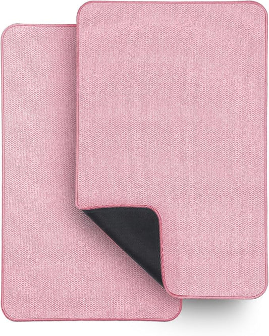 Bosap Bath Mat,Ultra Thin Bathroom Rugs,Rubber Bath Mats for Bathroom,No Slip Bath Rugs,Quick Dry,Machine Washable,Low Pile,Absorbent,Shower Outside,Sink,Home Decor Accessories.Pink,1'5"x2'3"(2 Pack)