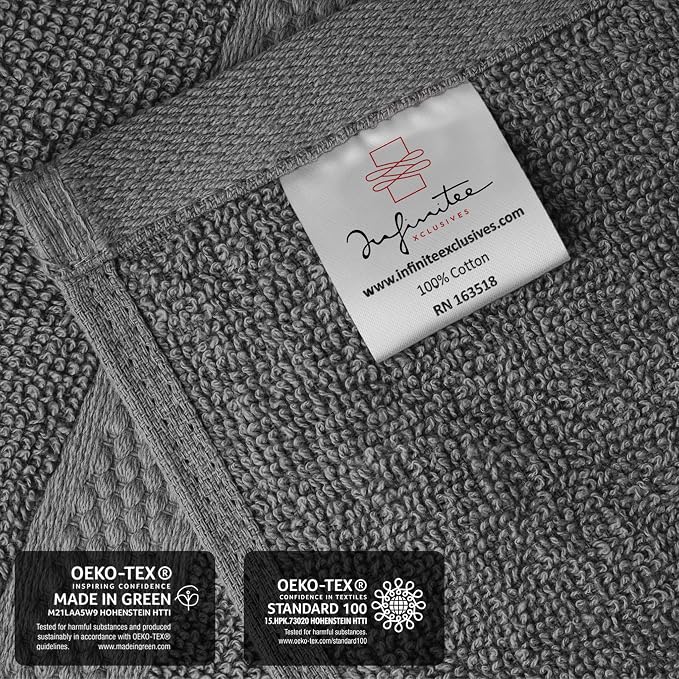 Infinitee Xclusives 100% Cotton Hand Towels for Bathroom - Set of 6 | Ultra Soft, Absorbent & Quick-Drying |16x28 inches| Luxury Hand Towel Set |600 GSM| Gym, Shower, Spa & Hotel Use