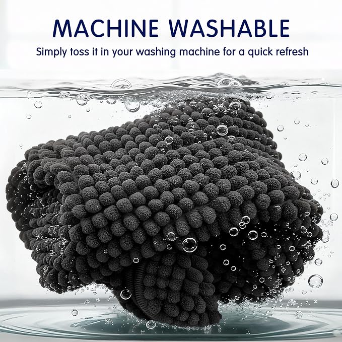 SUBRTEX Bathroom Rugs, 24" x 44" Chenille Bath Rug Soft Short Plush Bath Mat Soft Shower Mat Water Absorbent Shower Mat Quick Dry Machine Washable, Black