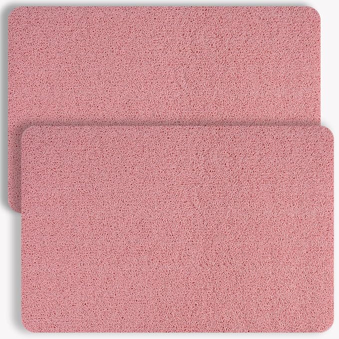 Hargiis Non-Slip Bathtub Mat, 2 Pack Anti Slip Shower Mat, Fast Drying Bathtub Mats, Foot Scrubber Mat, Anti Slip Mat for Tub, Floor, Bathroom, Kitchen, Home, Hotel (Pink 24"×16"+24"×16")