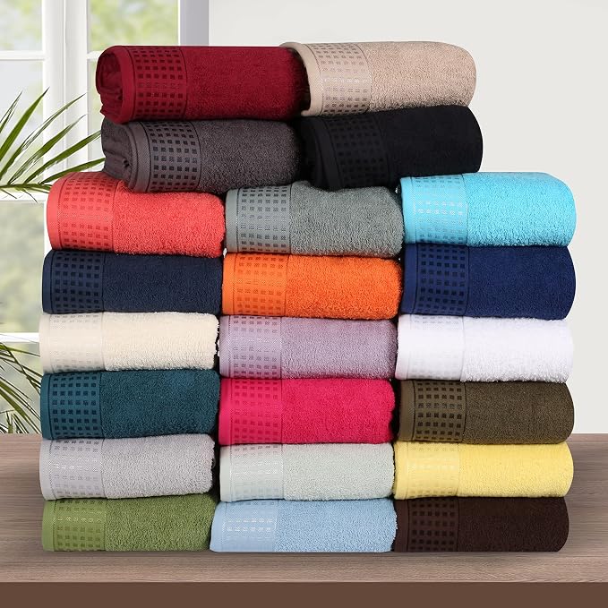 GLAMBURG 100% Cotton Ultra Soft 6 Pack Towel Set, Contains 2 Bath Towels 28x55 Inches, 2 Hand Towels 16x24 Inches & 2 Wash Coths 12x12 Inches, Compact Absorbent Lightweight & Quickdry - Hot Pink
