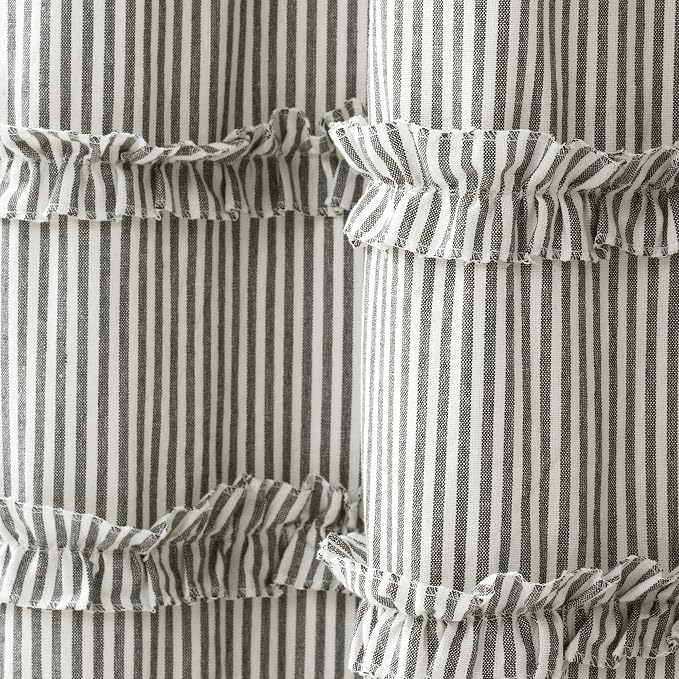 Lush Decor Vintage Stripe Yarn Dyed Cotton Shower Curtain, 72" x 72", Gray