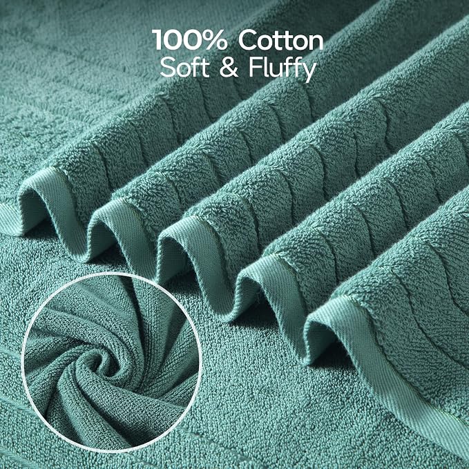 REDKISS 2 Pack Extra Large 35x70 Inch Cotton Bath Towels, Blue | 100% thick cotton, ultra soft & absorbent, quick dry blue towels for bathroom, gym, spa, pool, hotel