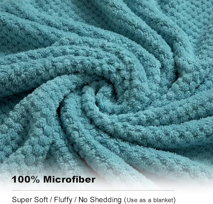 Smuge 8-Piece Turquoise Bath Towel Set, 2 Extra Large Bath Towel Sheets, 2 Hand Towels and 4 Washcloths - Highly Absorbent Quick Dry Microfiber,Ultra Soft Towel Set for Bathroom, Waffle Weave Design