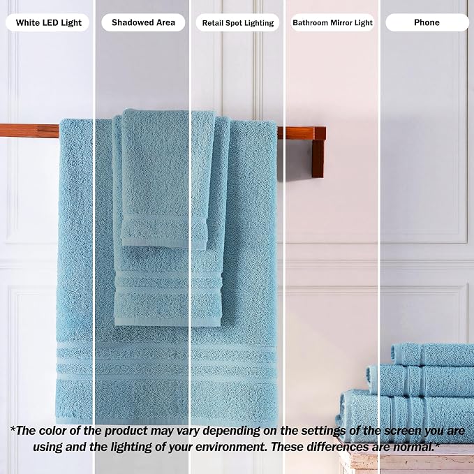 Hawmam Linen Light Blue Bath Towels 4 Pack Soft and Absorbent, Premium Quality Perfect for Daily Use 100% Cotton Towel 600 GSM