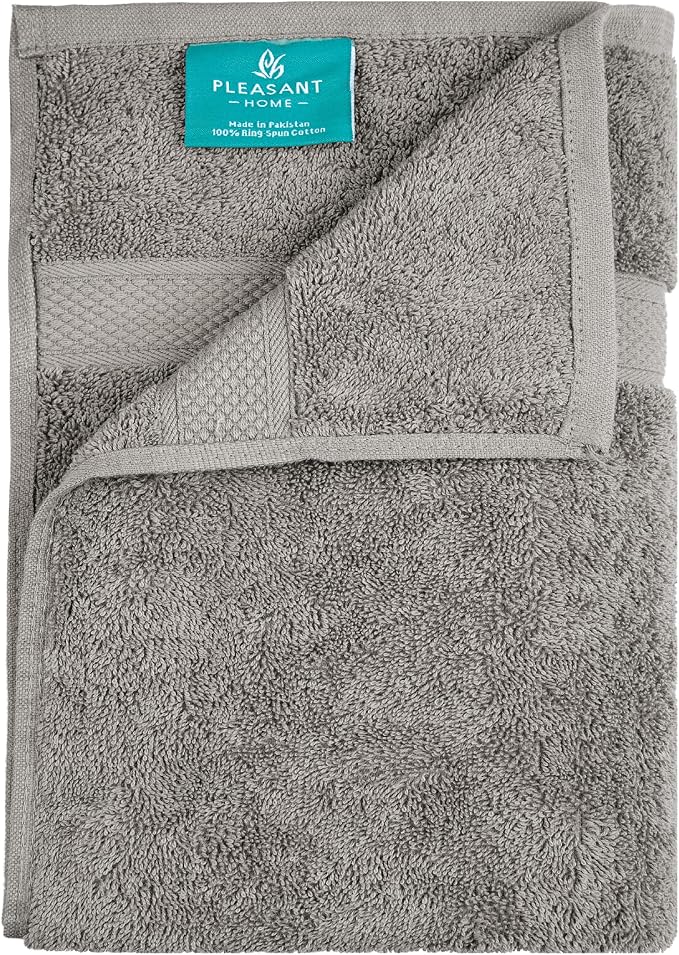 Pleasant Home Bath Towels Set of 6 (24” x 50”) 100% Cotton, Gray | 515 GSM | Lightweight, Soft & Highly Absorbent Luxury Towels for Bathroom | for Gym, Pool & Spa