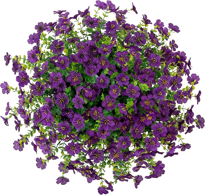 Artificial Fake Hanging Plants Flowers with Basket Outdoor Decor Faux Silk Dasiy Flower Arrangements in Pot Planter for Porch Home Indoor Patio Garden Yard Decoration