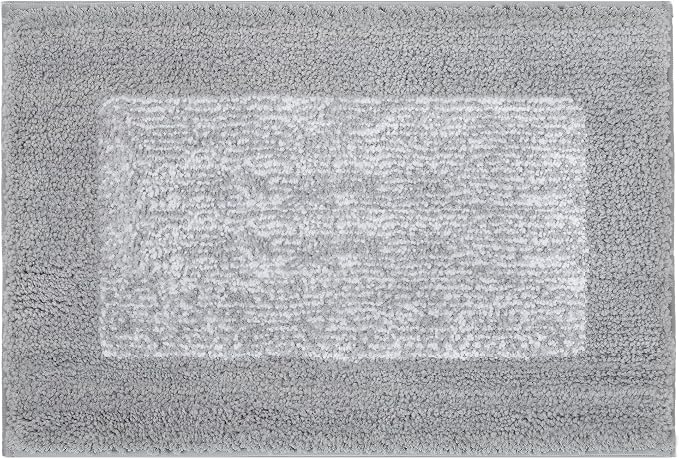 GRANNY SAYS Grey & White Bathroom Rug 16" x 24", Non-Slip Bath Mat | Ultra-soft, with durable TPR backing for reliable grip, fast water absorption, machine washable for small bathroom spaces