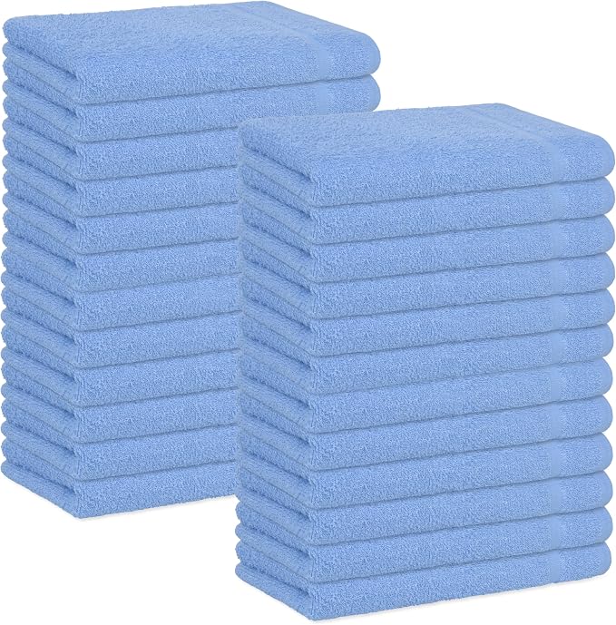 Basic Hand Towels 16x26 Inches – Pack of 12 – Blue Color – Soft and Absorbent Multipurpose Cotton Towels for Bathroom, Spa, Gym, Salon, Hotel, and Everyday Use