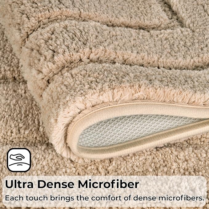 GRANNY SAYS Khaki U Shaped Toilet Rug 20" x 24", Non-Slip Bath Mat | Soft microfiber, TPR backing, absorbs water quickly, machine washable, fits around most standard toilet bases