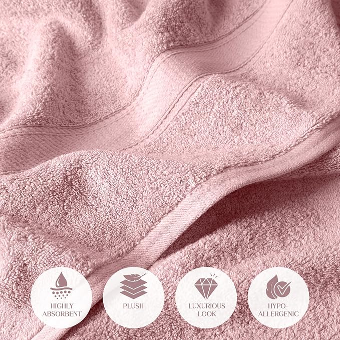 SUPERIOR Egyptian Cotton Ultra Plush & Absorbent, 3 Piece Set, Tea Rose | Quick Dry, Soft Luxury Towel Set, Bath Essentials, Guest Bath, Spa, 1 Bath, 1 Hand, 1 Face Towels, Madeline Towels