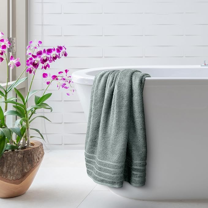 Avalon Towels Bath Towels Set of 4, Size 30 x 60 Inches - 60% Cotton, 40% Viscose Made from Bamboo, Soft and Absorbent, Quick Drying, Lightweight, Perfect for Daily Use