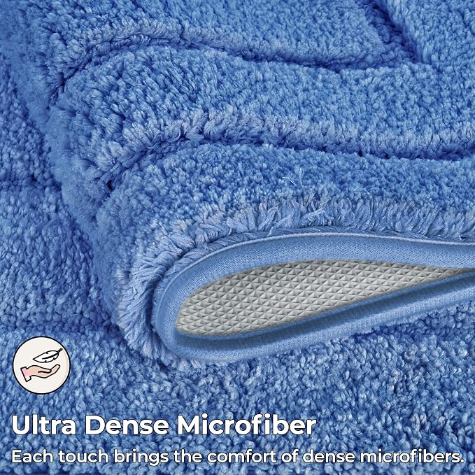 GRANNY SAYS Blue Bathroom Runner Rug 24" x 48", Soft Microfiber Bath Mat | Non-Slip long rug with TPR Backing, Absorbent, Machine Washable Extra Large Bath Rugs for Double Vanity, Shower, Tub