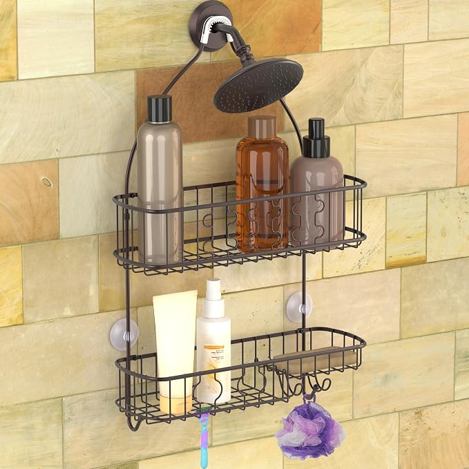 Simple Houseware Bathroom Hanging Shower Head Caddy Organizer, Bronze | (26 x 16 x 5.5 inches)