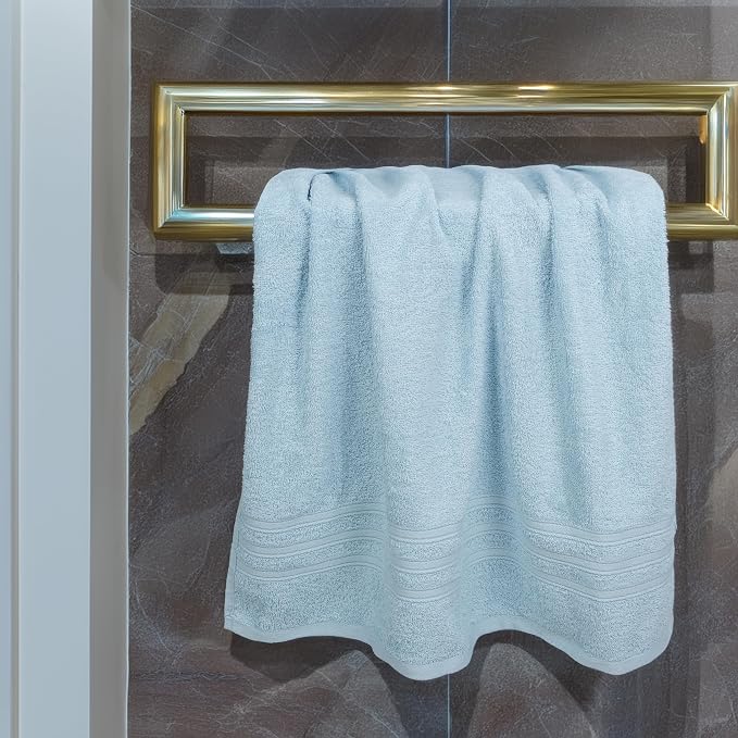 4 Piece Bath Towels 27x54 Inches, Sky Blue | 100% Cotton, Lightweight & Quick-Dry, Ideal for Daily Bathroom Use, Practical & Comfortable