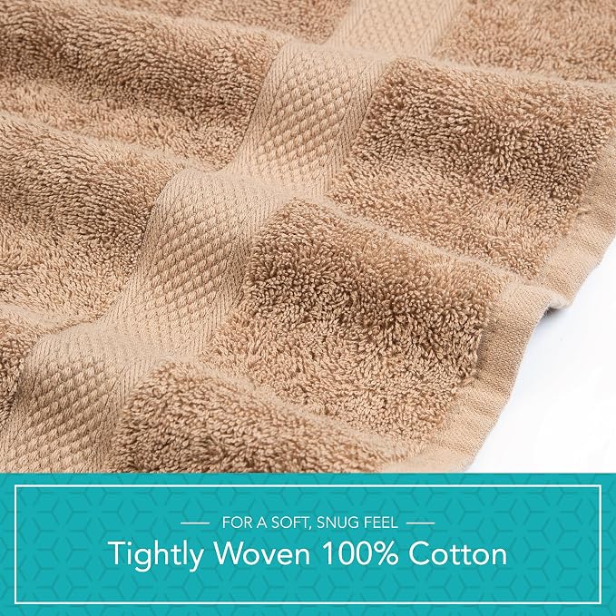 Pleasant Home Bath Towels Set of 6 (24” x 50”) 100% Cotton, Mocha | 515 GSM | Lightweight, Soft & Highly Absorbent Luxury Towels for Bathroom | for Gym, Pool & Spa