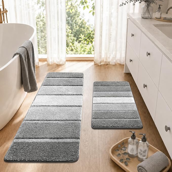 COSY HOMEER Bathroom Rugs 36x24,Ultra Soft Absorbent Bath Mat,Dark Gray | Non-Slip TPR Backing Stays in Place, Machine Washable Bath Rugs Shaggy Rug for Bathroom Floor