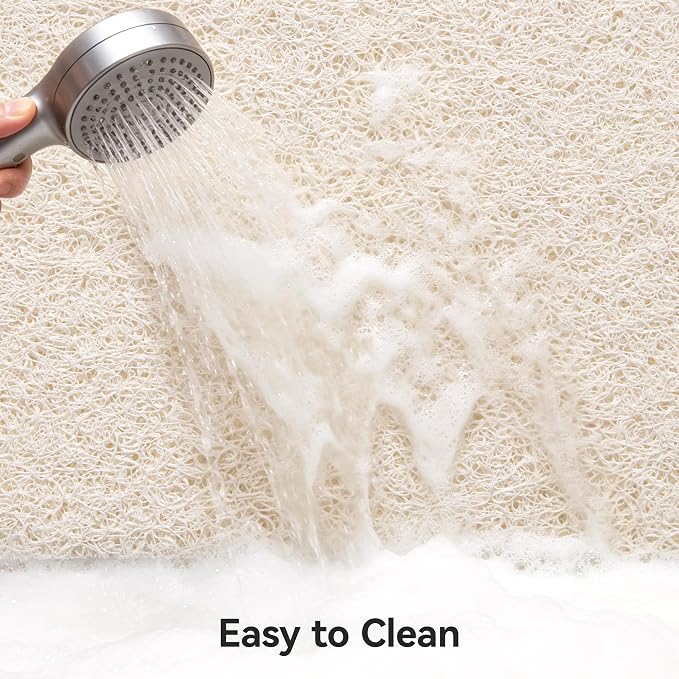 Soft Textured Bath, Shower, Tub Mat, 47x16 Inch, Phthalate Free, Non Slip Comfort Bathtub Mats with Drain, PVC Loofah Bathroom Mats for Wet Areas, Quick Drying
