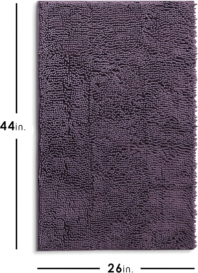 Hearth & Harbor Bathroom Rugs, Chenille Bath Mat - Machine Washable Bath Mats for Bathroom Non-Slip Backing Rubber, Quick Dry Bathroom Mat