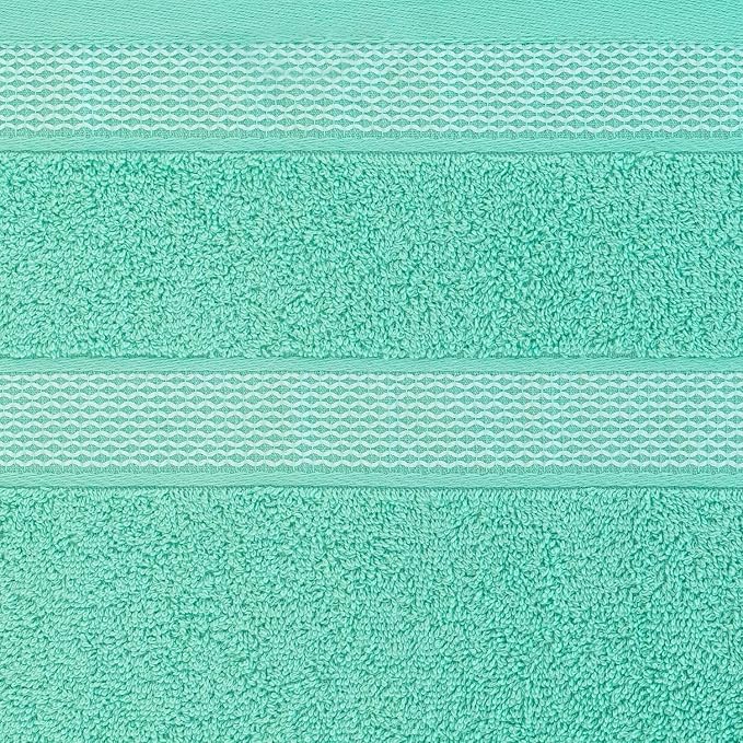 CASA COPENHAGEN Solitaire 6 Pieces Towel Set- Aqua Blue, 600 GSM 2 Bath Towel 2 Hand Towel 2 Washcloth, Designed in Denmark Made of Soft Egyptian Cotton for Bathroom, Kitchen & Shower