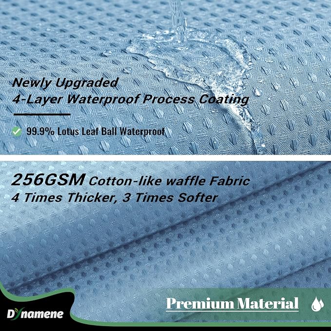 Extra Long Shower Curtain, 84 Inch Long Waffle Fabric Shower Curtain for Bathroom, Tall Waterproof Cloth Shower Curtain Set with Hook, Snap in Liner, Mesh Top Window, Moonlight Blue, 72x84