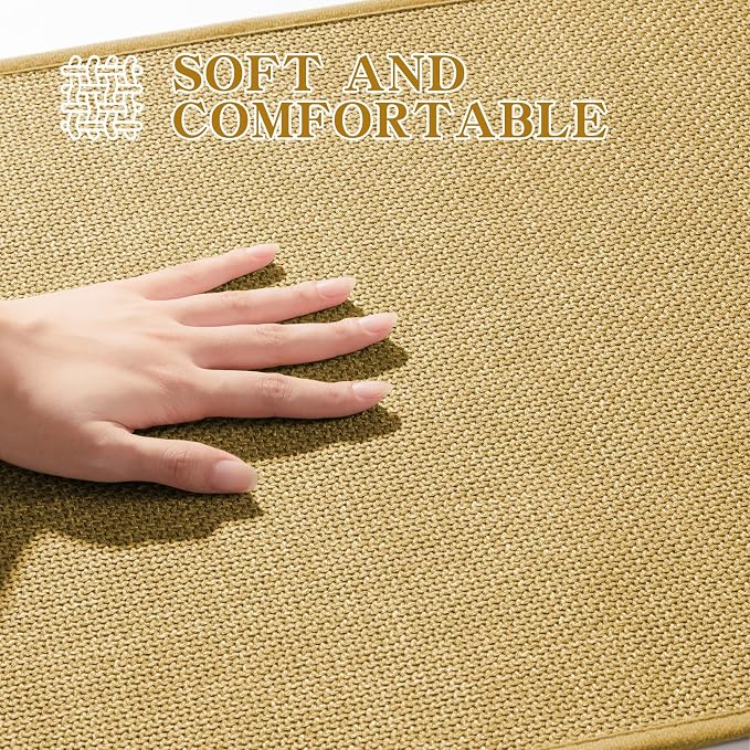 Bathroom Rugs Mat 24x17, Ultra Thin Non Slip Bath Mat Small Quick Dry Absorbent Bath Mat for Bathroom Floor, (Yellow, 24"x17")