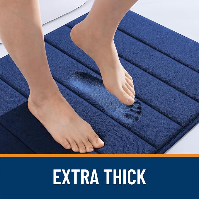 OLANLY Memory Foam Bath Mat 34x21, Super Soft and Absorbent Bathroom Rugs | Twilight Sapphire, Quick Dry Bath Rug, Machine Washable Shower Floor Mats, Bathmat Carpet for Bathroom Floor, Tub and Shower