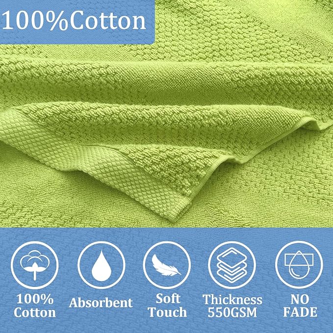 VOOVA & MOVAS Kids Hooded Towel, 6-10 Years, 100% Cotton,Green Waffle | Vertical Waffle Textured Surface, Ultra Plush, Great for Beach, Pool and Bath Time
