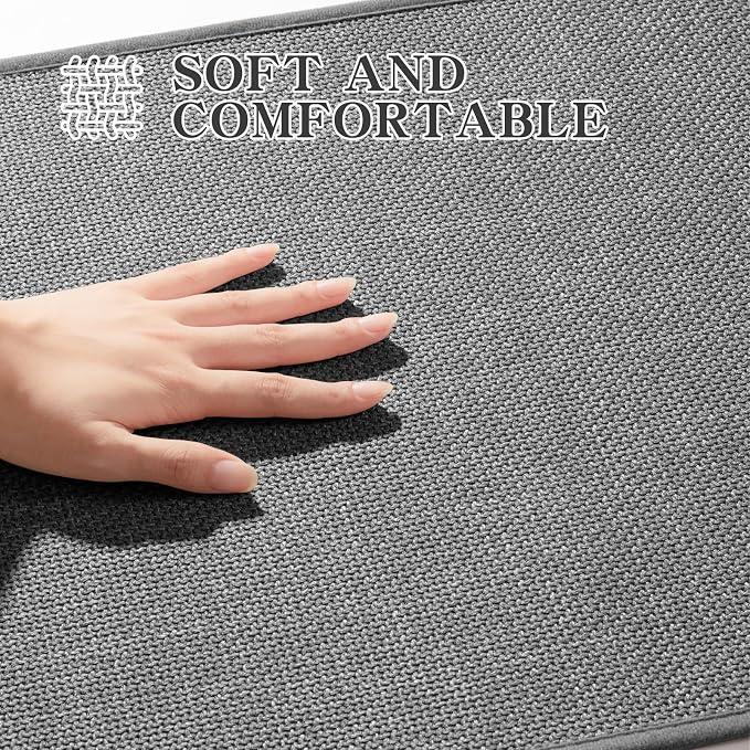 Bathroom Rugs Mat 32x17, Ultra Thin Non Slip Bath Mat Quick Dry Absorbent Bath Mat for Bathroom Floor, (Dark Grey, 32"x17")