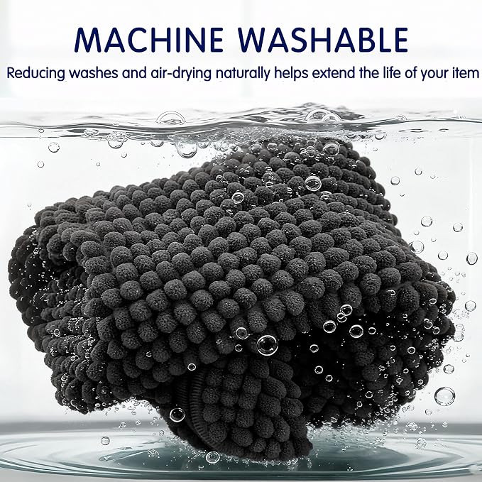 SUBRTEX Bathroom Rugs, 24" x 55" Chenille Bath Rug Soft Short Plush Bath Mat Soft Shower Mat Water Absorbent Shower Mat Quick Dry Machine Washable, Black
