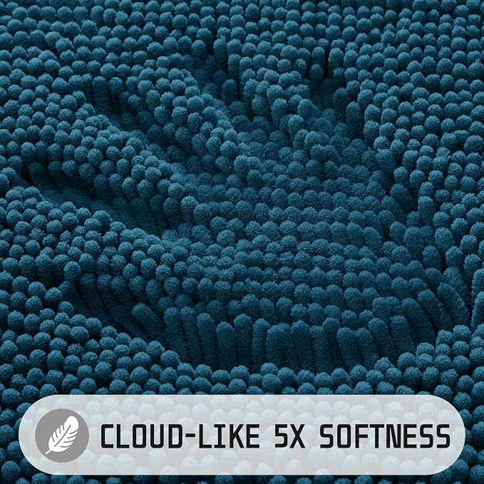 Yimobra Large Bathroom Rugs 36"x24", Non Slip Bath Mat for Tub, Shaggy Rug Floor Carpet, Extra Soft Super Absorbent Quick Dry, Machine Washable,Peacock Blue