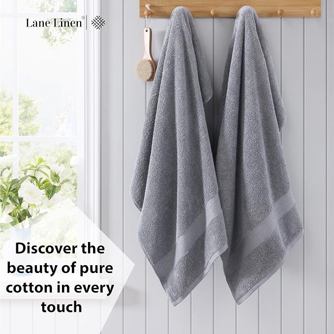 LANE LINEN Bath Sheets 100% Cotton 2 Pack Oversized Soft - Grey | Oversized Shower Sheets - Generously Sized, Oversized & Roomy, Lightweight & Breathable, Fade-Resistant Color